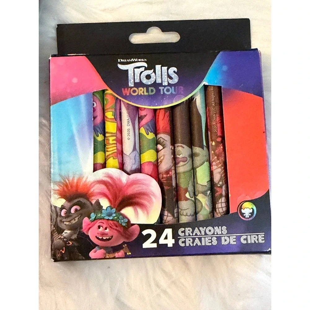 DreamWorks Trolls World Tour Art Kit and 24 Count Crayon Set Bundle New